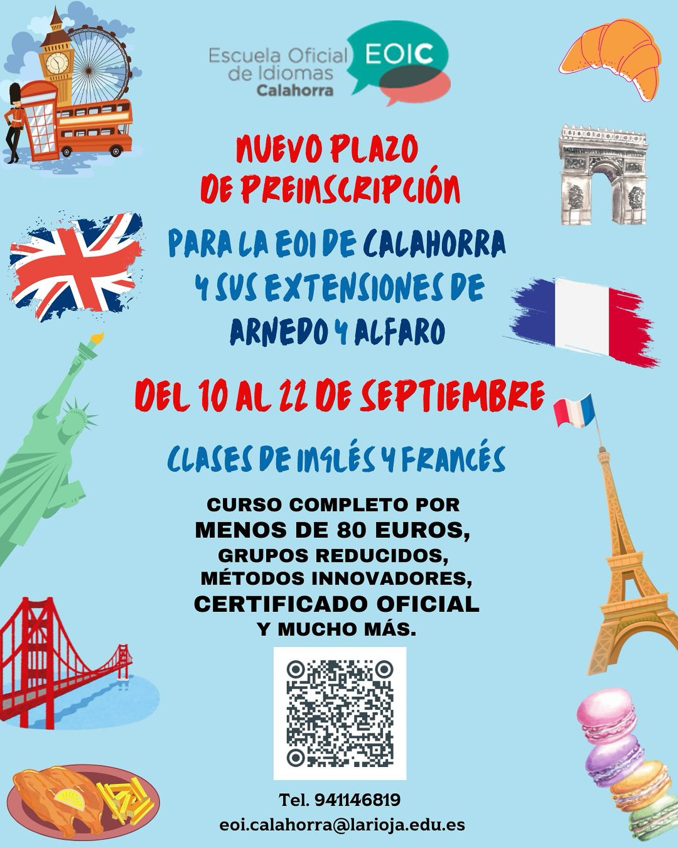 Abierto el plazo de preinscripción en la Escuela Oficial de Idiomas de Calahorra y su extensión de Arnedo