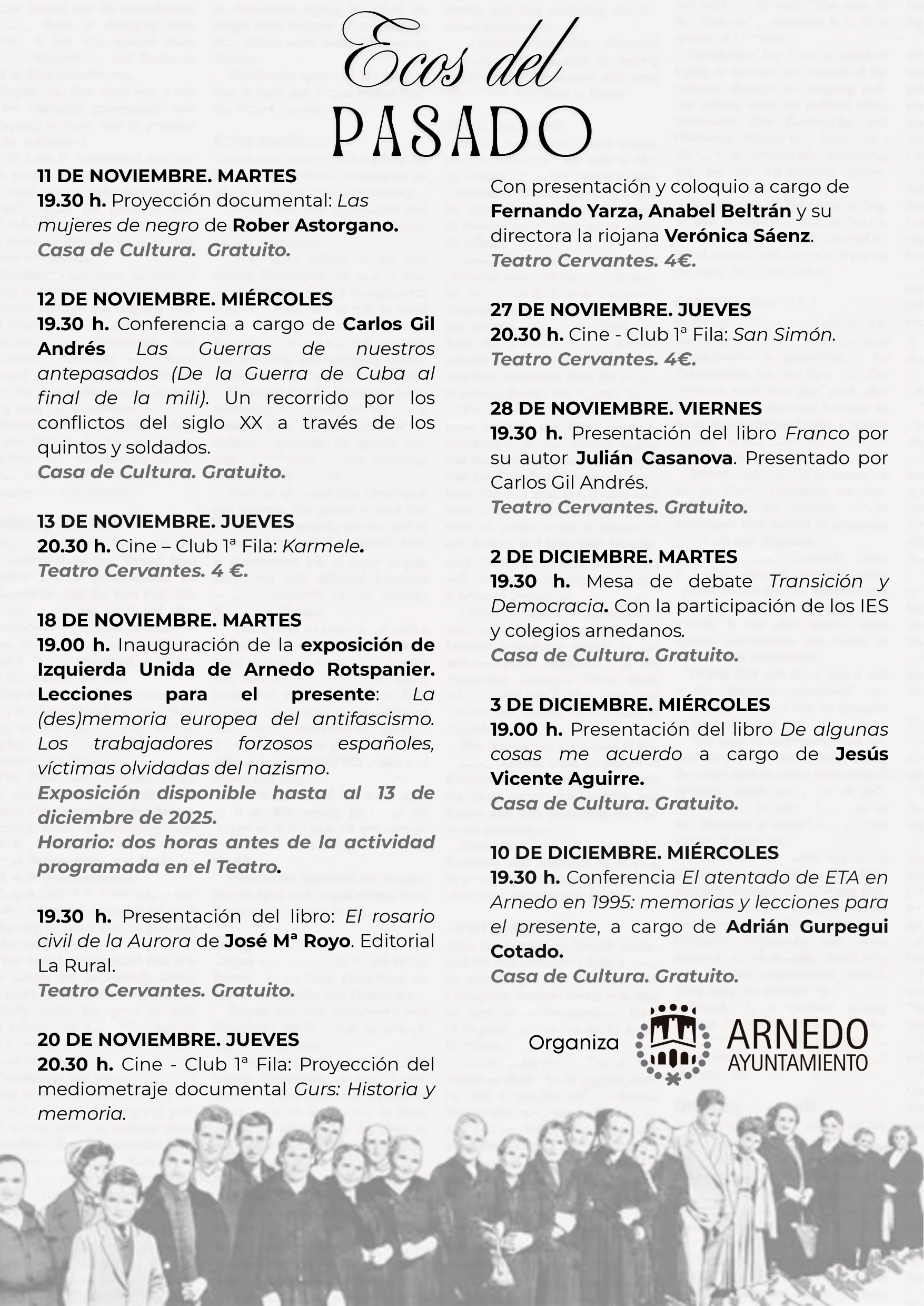 Ecos del Pasado – Conferencia: El Atentado de ETA en Arnedo 1995: memoria y lecciones para el presente, a cargo de Adrián Gurpegui Cotado.