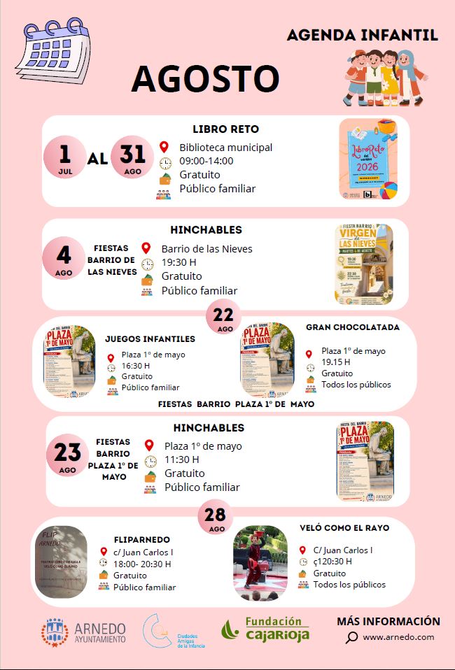 La agenda infantil de agosto trae diversas actividades para disfrutar en familia.
