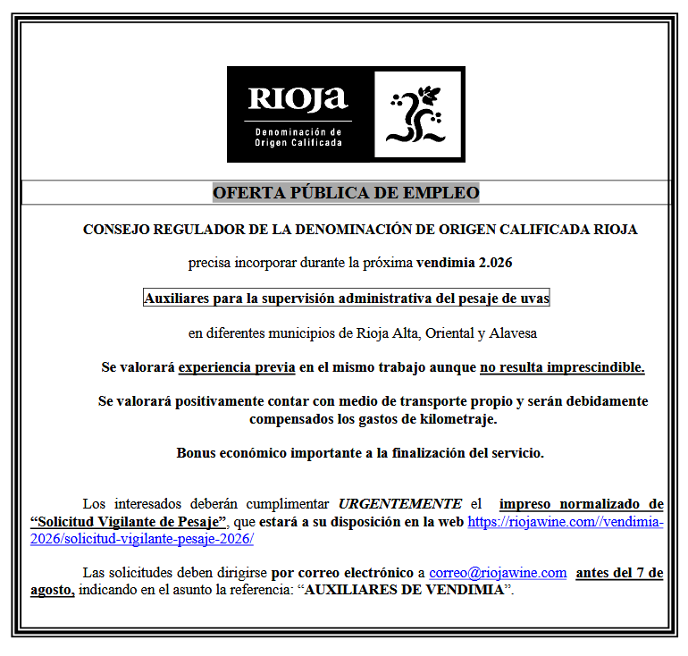 OFERTA PÚBLICA EMPLEO Consejo Regulador D.O.Ca. Rioja