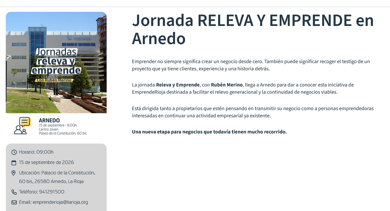 Jornada RELEVA Y EMPRENDE en Arnedo